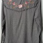 Lucky Brand  embroidered floral ruffle long sleeve snap button down shirt Size S Photo 6
