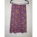 Vintage Floral Midi Skirt Pink Yellow Purple Cottage Core Pleats Cotton Sz Small Photo 1