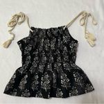 Moon River Anthropologie  floral shoulder rope tie smocked tank boho Photo 6