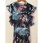 Hunter Bell  Printed Harrison Dress Midi Button Front Flutter Ruffle Sleeves 0 Photo 12