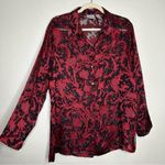 Chico's Chico’s Silk Blend Red Burnout Button Front Long Sleeves Tunic Shirt Photo 2