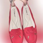 Victoria K. Red Detailed Boat Flats w/ Crystal Golden End Ties Size 9 Photo 8