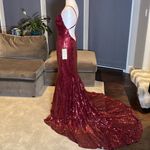 Women’s Burgundy Fully Sequined Mermaid Style Prom Party Dress Size S NWT Photo 4