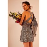 Free People  Baby's Got It Denim Convertible Halter Floral Cotton Mini Dress Sz 8 Photo 1