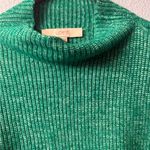 Loft  Ribbed Mock Neck Sweater  Bright Kelly Green Turtleneck Soft knit XL Photo 5