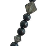 Vintage Fossil Coral Pendant Necklace Hematite Smoky Quartz Beads Estate 18" Gray Photo 2