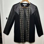 Peter Nygard black faux leather and knit embellished zipper jacket sz S Photo 4