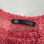 ZARA ‎ Top Womens Small Pink Crochet Knit Sheer Short Sleeve Boho Summer Top Photo 2
