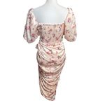 ASTR The Label Emma Dress Floral Puff Sleeve Ruched Women’s Medium Blush Photo 4