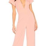 Revolve Light Pink Deep V jumpsuit  Photo 0