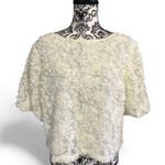 Maeve  by ANTHROPOLOGIE Ivory 3D Design Floral Top Photo 0