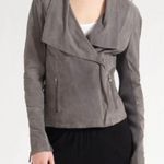 Vince Drape Suede Leather Jacket in Grey Photo 0