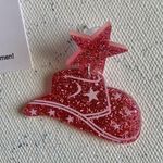 Boutique Pink Glitter Cowboy Hat and Star Charm Drop Barbiecore Eras Statement Earrings Photo 1