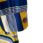 Vintage Polyester Nautical Zipper Front Striped Yellow and Blue Dress size large Photo 1