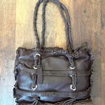 SABRINA SCALA leather boho chic brown fringe tote purse, NWOT Photo 2