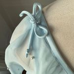 Vintage 70s Baby Blue Pearl Caplet Formal Dress Gown XS Photo 6