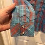 Cowgirl Legend Western Women Shirt‎ Plaid Pearl Snap Sz XL Metallic Rodeo Blue Photo 4