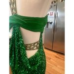 Scala  100% SILK TOP SEQUINED BEADED NECK FLOOR LENGTH GREEN GOWN WOMENS SIZE 5 Photo 8