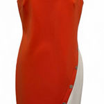 Tommy Hilfiger S/LESS ASYMMETRICAL SHEATH DRESS, ORANGE AND WHITE, SIZE 10 NWOT Photo 0