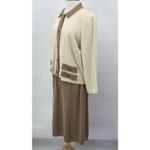 Vintage Mita 2 Piece Knit Cardigan & Skirt Set Matching Cream Tan Womens 18 Photo 6