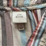 Knox Rose  Womens L Whimsical Boho Tunic Flowy Stripe Shift Dress Linen Blend Photo 8