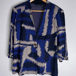 Ming Wang  Petite Medium Blue Gray Black Single‎ Button Blazer CP Photo 0