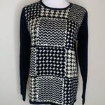 CRAZY HORSE  Black Cream Herringbone Sweater Patchwork Sz Small Photo 0
