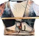 Pretty Little Thing  Multicolor Artsy Tie Front Crop Top Sz 4 Y2K vibes Photo 5