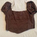 City Beach Brown Puff Sleeve Top Size L Photo 0