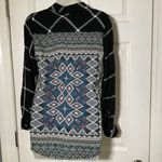 Tolani  Collection Long-Sleeve Button Plaid Tunic Black/White Photo 2