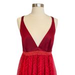 Laundry by Shelli Segal  Silk Beaded Gown with Chevron Skirt and Crisscross Back Photo 1