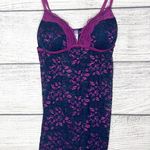 Lilac + London Blue & Purple Sheer Floral Lace Babydoll Chemise Size Medium Photo 9