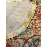 Sundance Boat Neck Graphic Front Beaded and Crochet Shirt XS Tan Photo 5