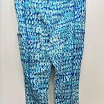 Chico's Weekends by Chico’s Royal Blue Teal & White Capri Leggings w Thigh Pockets 1/M Photo 2