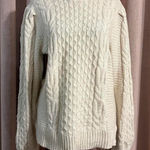 Crown & Ivy  ivory cable knit sweater sz large Photo 0