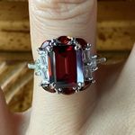Red Labradorite Vermelho Red Garnet Sterling Silver Ring Size 7 Photo 0