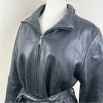 wilson's leather  Vintage Jacket Womens Large Black Full Zip Belted Edgy Chic Photo 3
