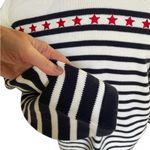 Denim &‎ Co. Striped Sweater with Red Star Accents 1X White Photo 2