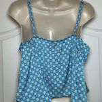 Wild Fable Y2K Asymmetrical Hem Blue & White Daisy Geometric Pattern Tank Top LG Photo 5