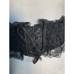 Deadstock Vintage Y2K Black Lace Corset Belt Leather Trim Statement Wide Cincher Photo 4