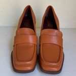 Franco Sarto Tan Leather Block Heel Loafers Women’s Sz 9.5M Classic Penny Heels Photo 4