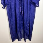 Club Z Collection Sheer Checkered Blue Swim Cover Up Kimono Eyelet Embroidery 2X Photo 7