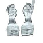 Marc Fisher Breta Cone Heel Silver Clear Strappy Heeled Sandals Square Toe 6.5 M Photo 1