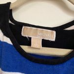 Michael Kors Michael Blue Striped Zipper Detail Thick Knit Long Sleeve Shirt #Gr Photo 1