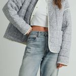 Boutique Quilted Coat Light Blue And White  Photo 2