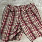 st. john's bay Maroon and White Bermuda Shorts with Elastic Waistband Photo 2