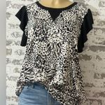 HEIMISH USA Black and White Animal Print Blouse Size M Photo 4