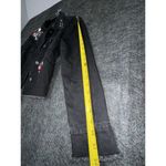 Bershka  Embroidered Black Denim Jacket Floral Raw Hem Size Small Photo 7