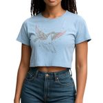 American Eagle  Light Blue Pegasus Graphic Crewneck Tee Shirt Size Medium NWOT Photo 0