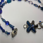 Chico's starfish necklace blue glass beads beaded double strand mermaid ocean Photo 1